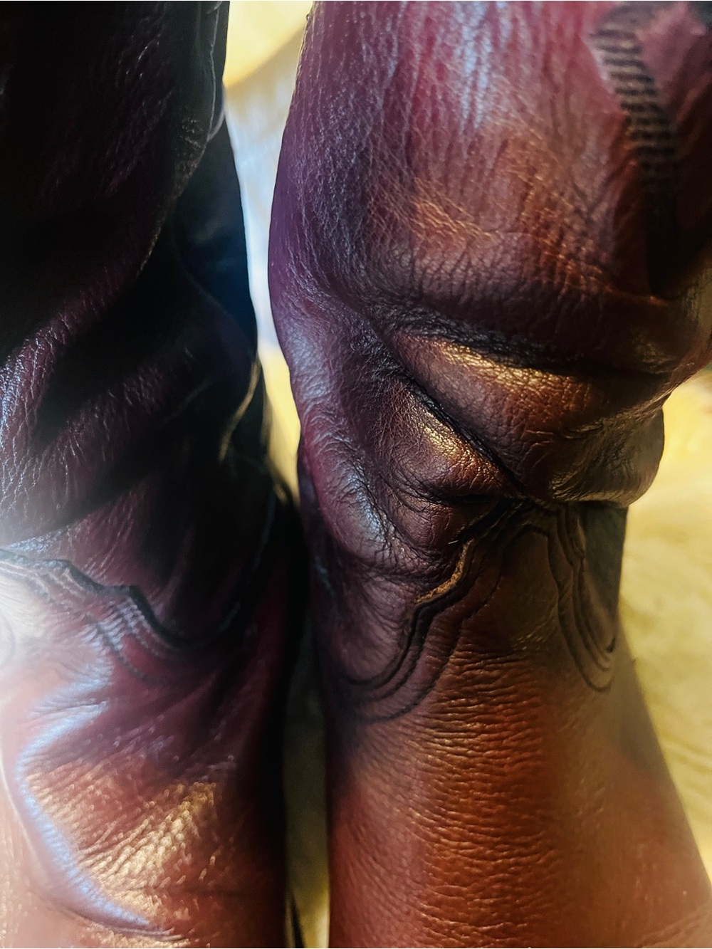 Lucchese  Women’s size 9.5 and Men’s size 8 leather Western Boots - Burgundy - Picture 9 of 14